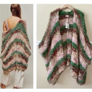 Free People Colorful Knit Cocoon Cardigan NWT